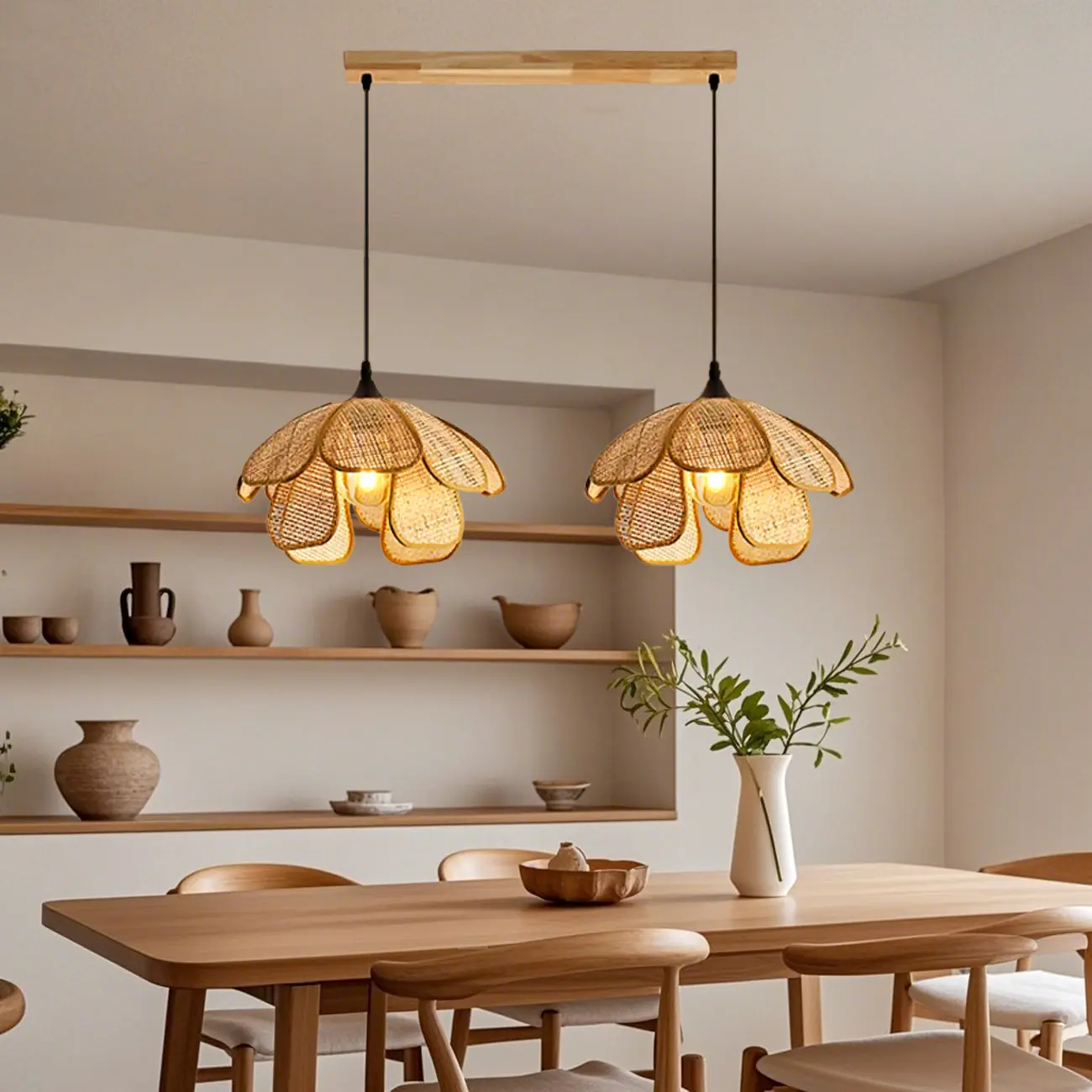 Modern Rattan Geometric Island Pendant Light Image - 2 | homeyfad