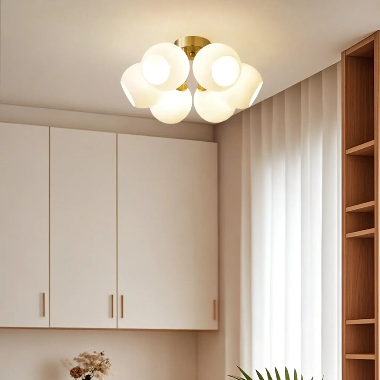 Modern Globe Semi Flush Mount Ceiling Light for Bedroom Image - 2 | homeyfad