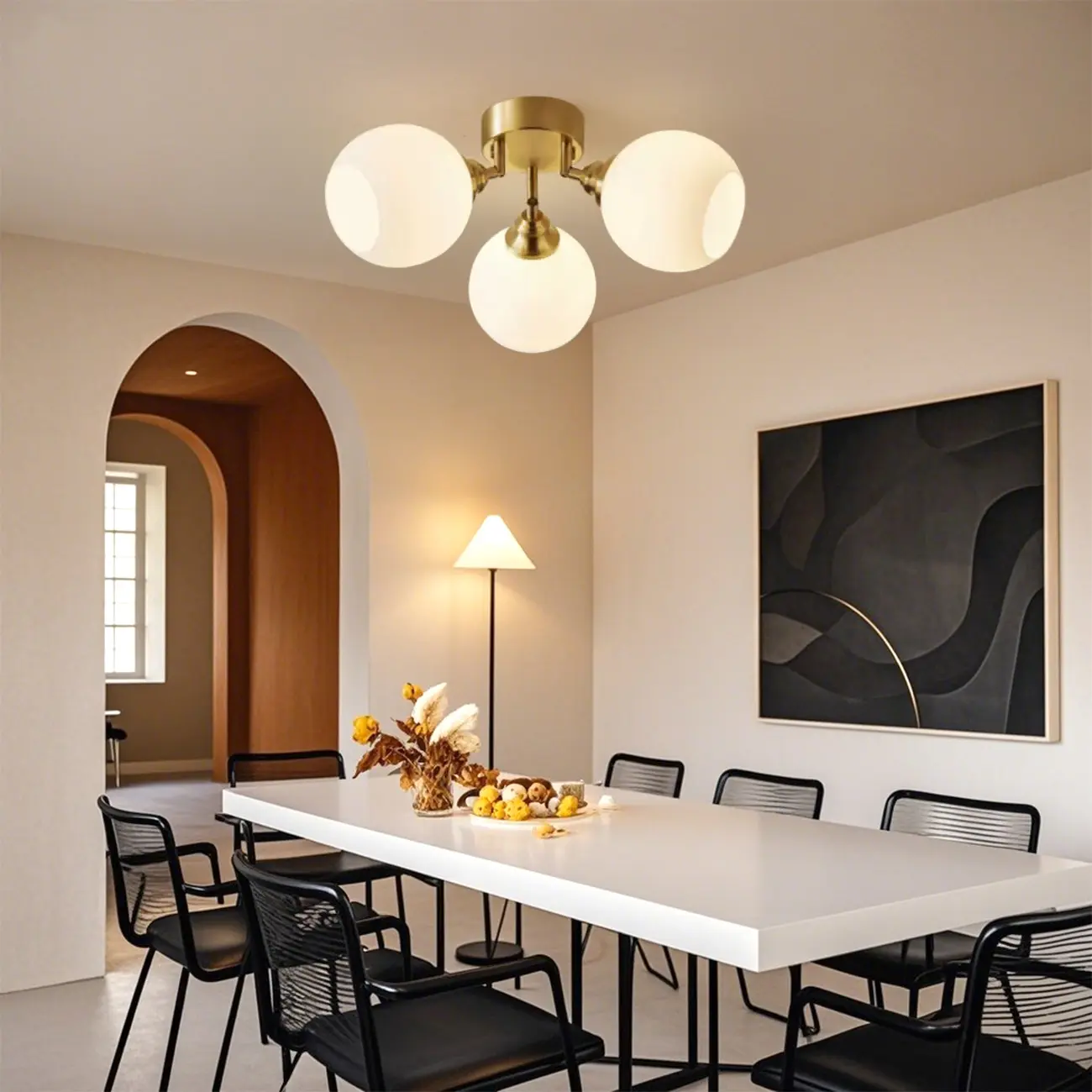 Modern Globe Semi Flush Mount Ceiling Light for Bedroom Image - 4 | homeyfad