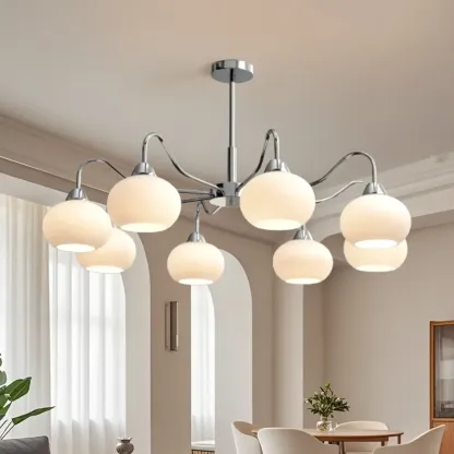 Modern Glass Chandelier with Globe Shade for Living Room Image - 1
