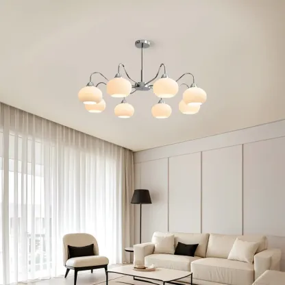 Modern Glass Chandelier with Globe Shade for Living Room Image - 3