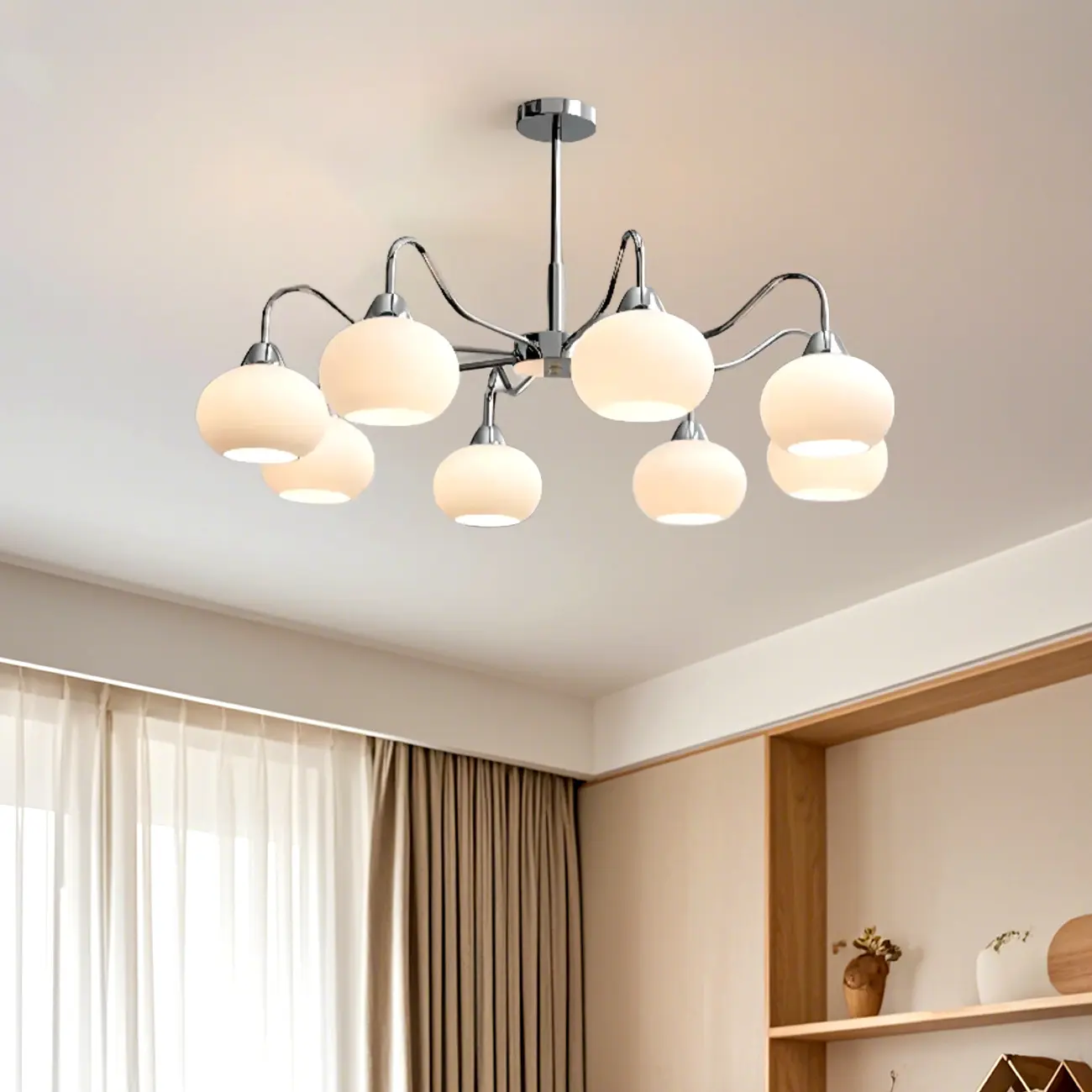 Modern Glass Chandelier with Globe Shade for Living Room Image - 4 | homeyfad
