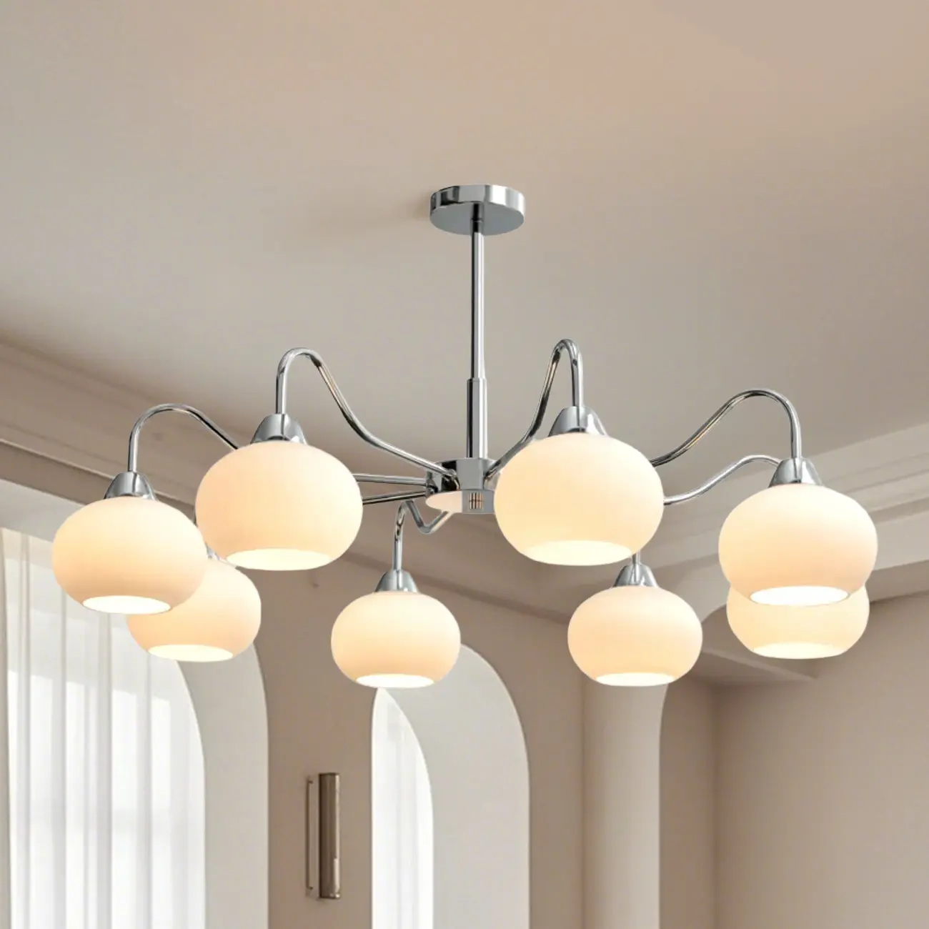 Modern Glass Chandelier with Globe Shade for Living Room Image - 11 | homeyfad