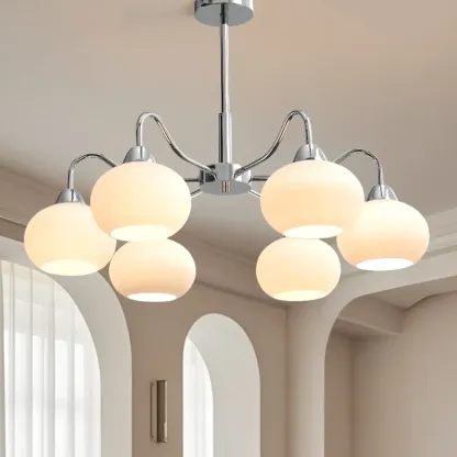 Modern Glass Chandelier with Globe Shade for Living Room Image - 12
