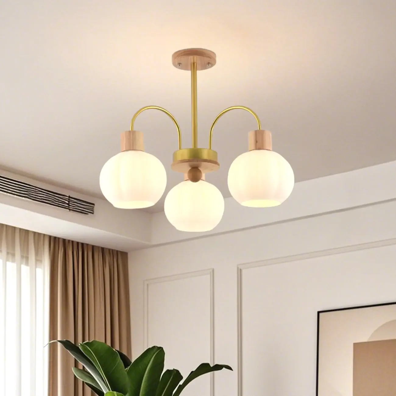 Modern Wood White Chandeliers with Glass Ball Shape  Image - 7 | homeyfad