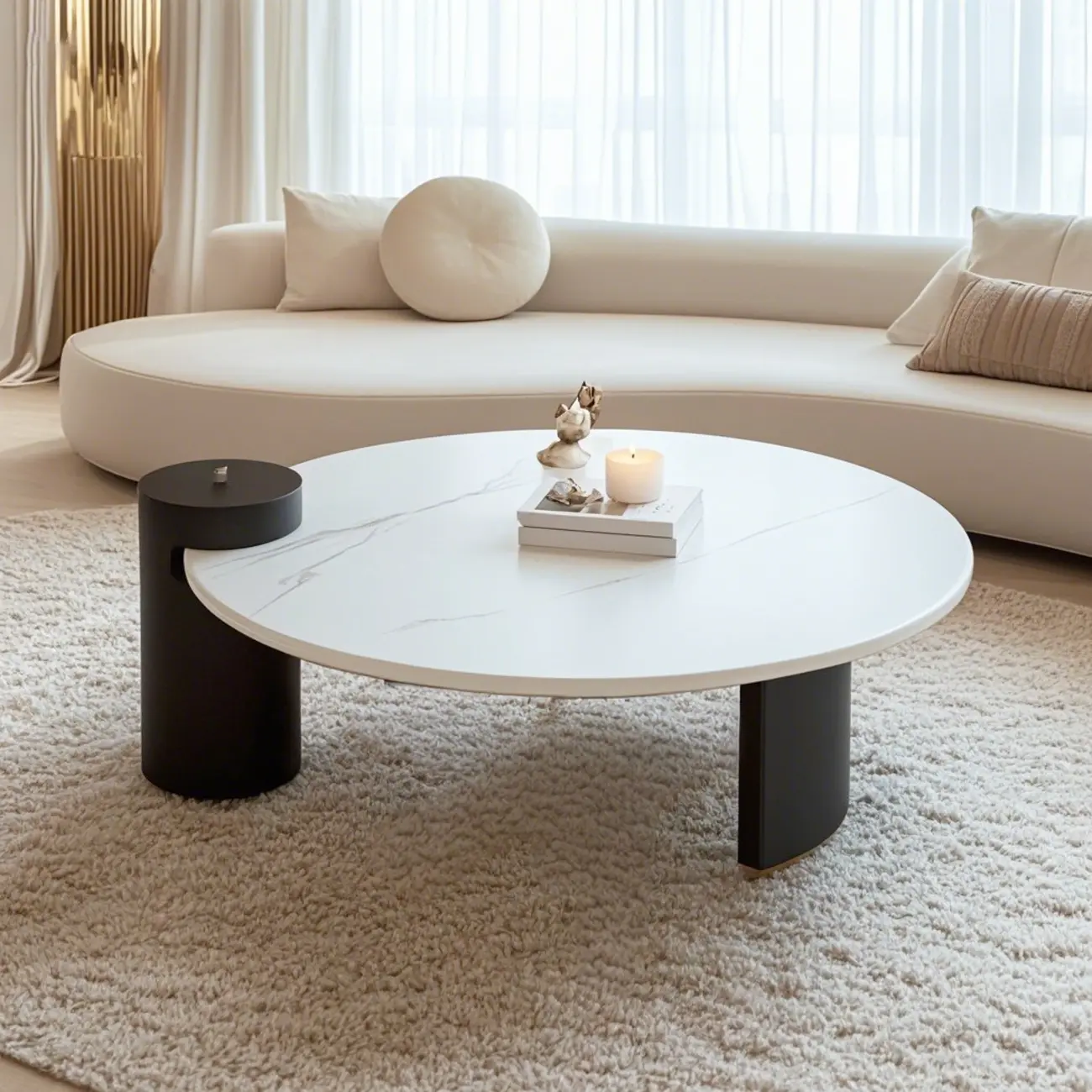 Marble Round Nesting Coffee Table Set with Modern Design   Image - 3 | homeyfad