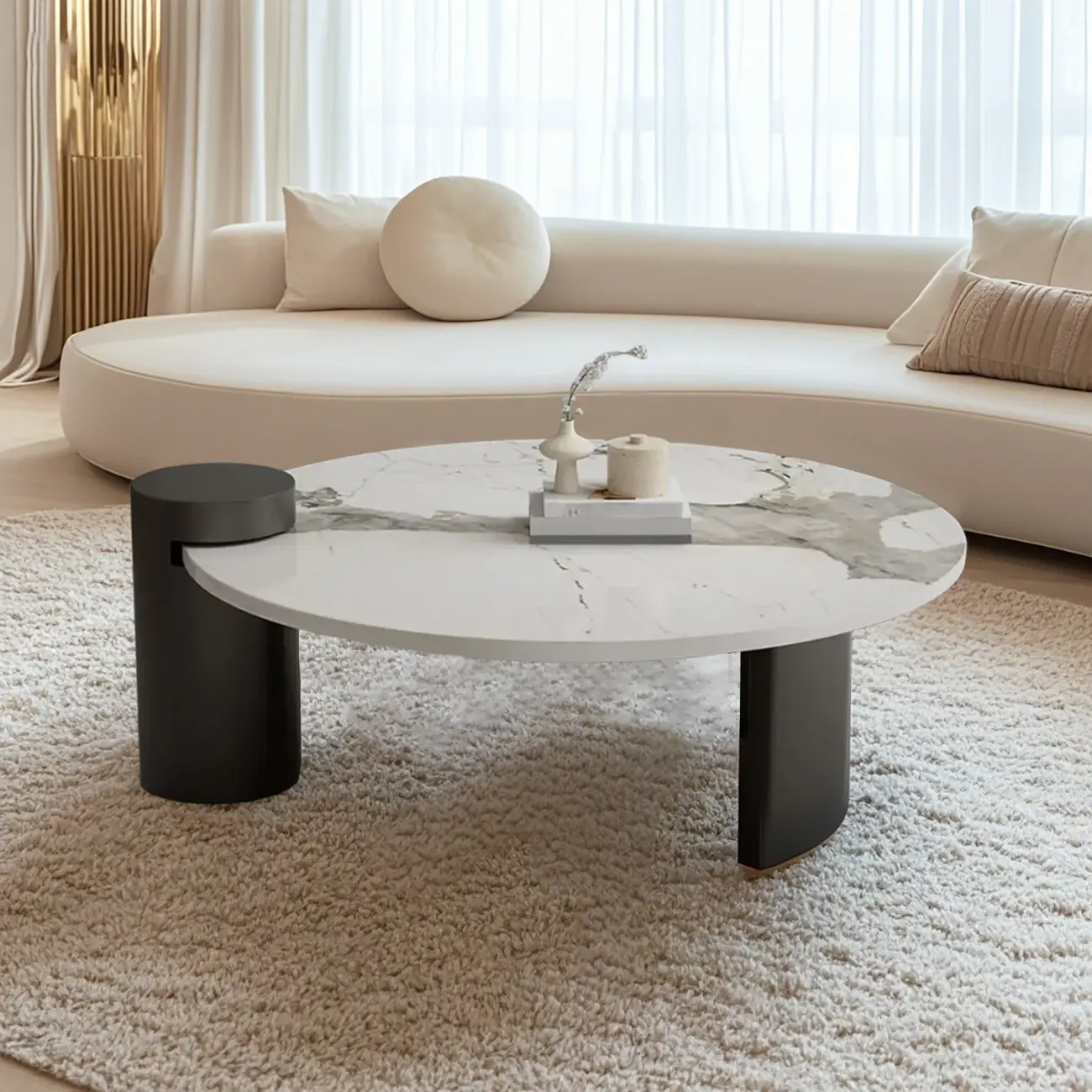 Marble Round Nesting Coffee Table Set with Modern Design   Image - 5 | homeyfad