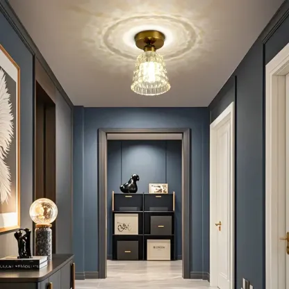 Black Conical Clear Glass Modern Semi Flush Ceiling Light Image - 2