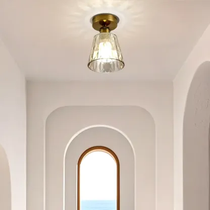 Black Conical Clear Glass Modern Semi Flush Ceiling Light Image - 4