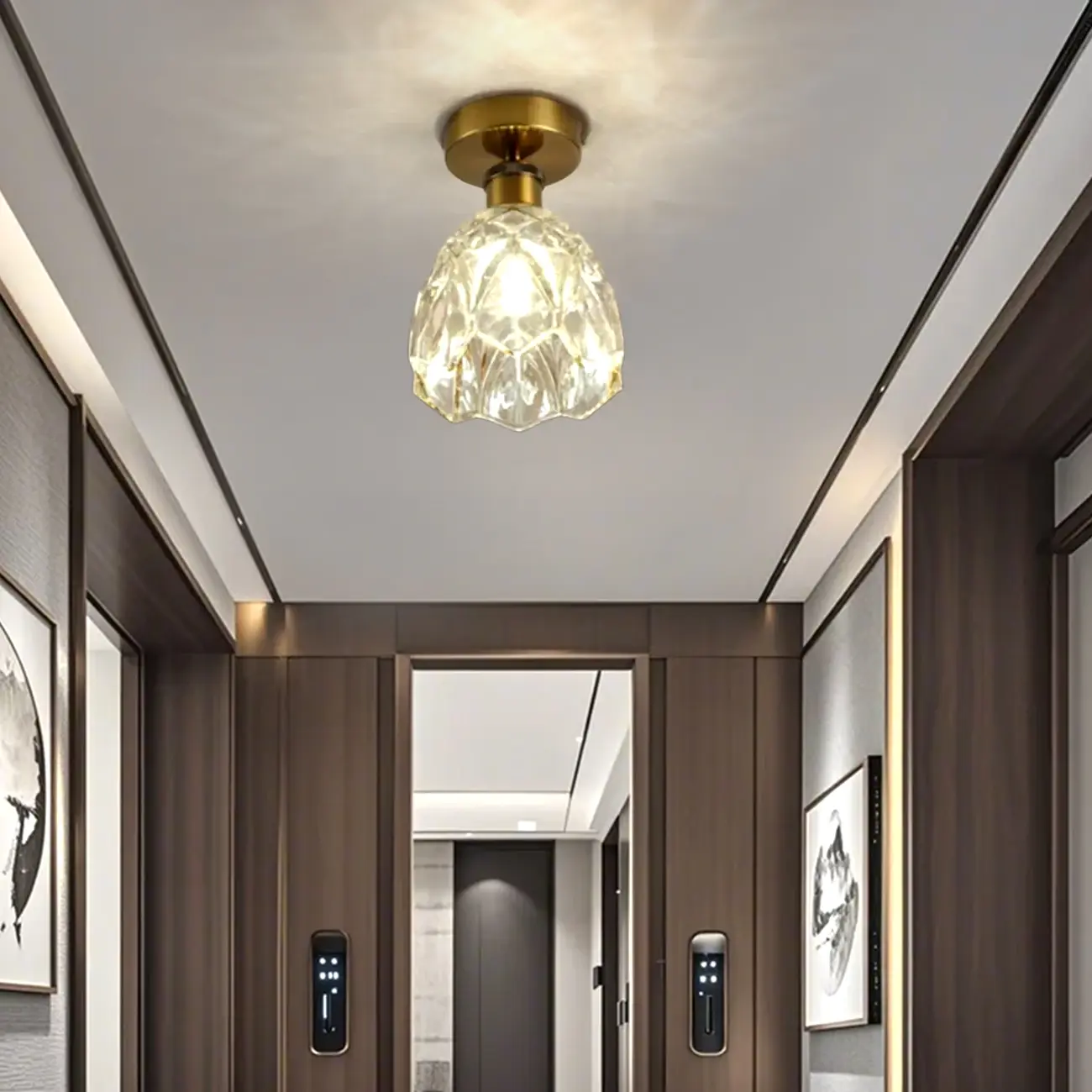 Black Conical Clear Glass Modern Semi Flush Ceiling Light Image - 14 | homeyfad