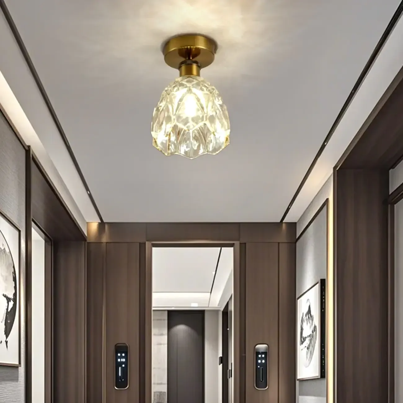 Black Conical Clear Glass Modern Semi Flush Ceiling Light Image - 14