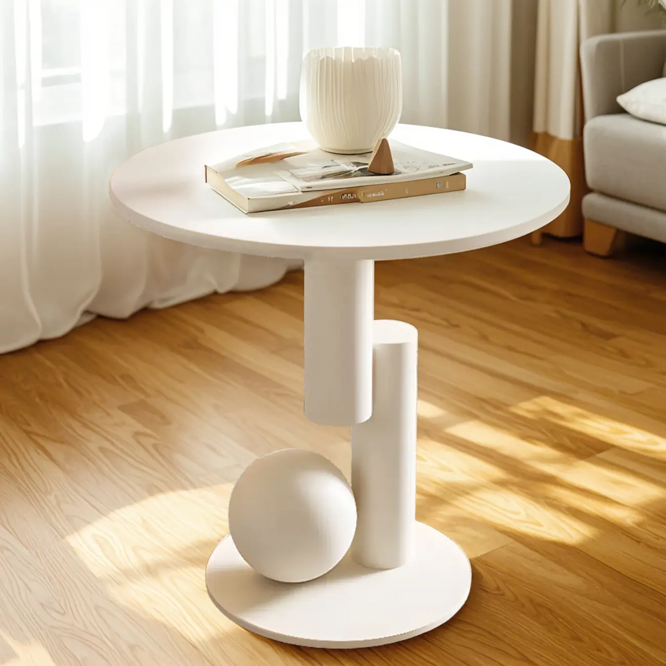 Modern White Stone Top Coffee Table with Scratch Resistant  Image - 2 | homeyfad