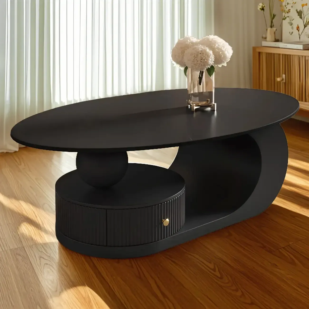 Modern White Stone Top Coffee Table with Scratch Resistant Image - 10