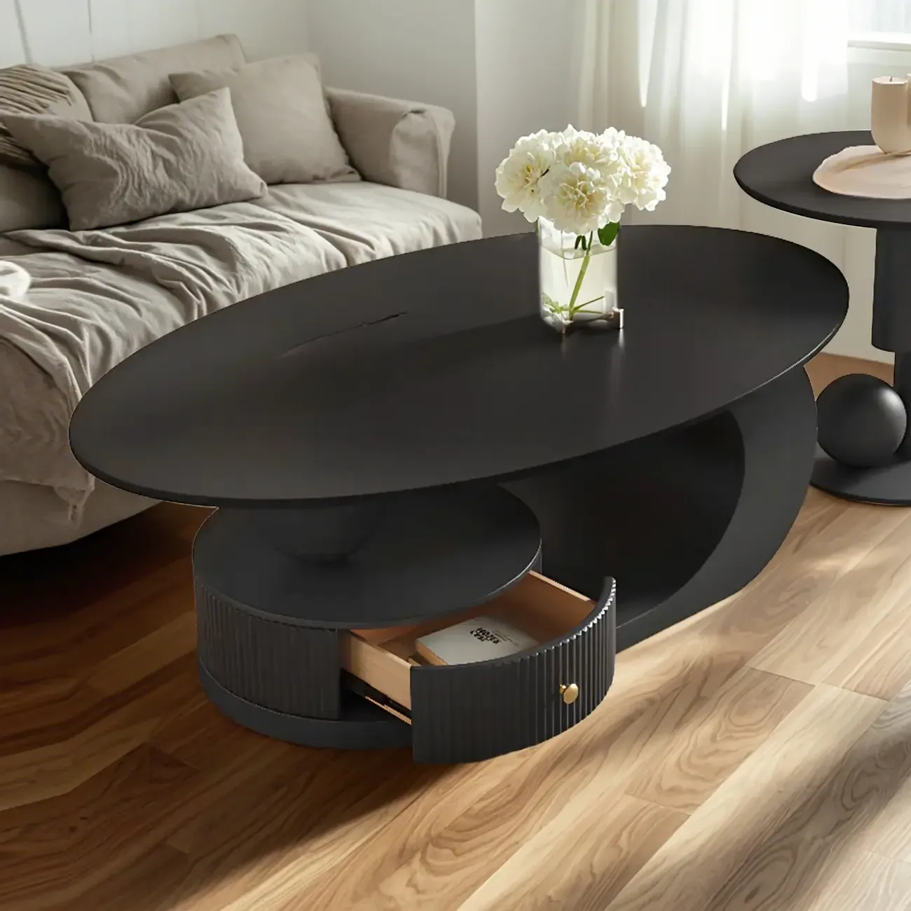Modern White Stone Top Coffee Table with Scratch Resistant  Image - 12