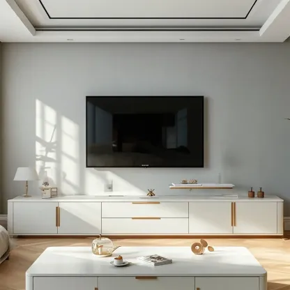 Glam Stone TV Stand with Drawers & Cabinet for Living Room Image - 3