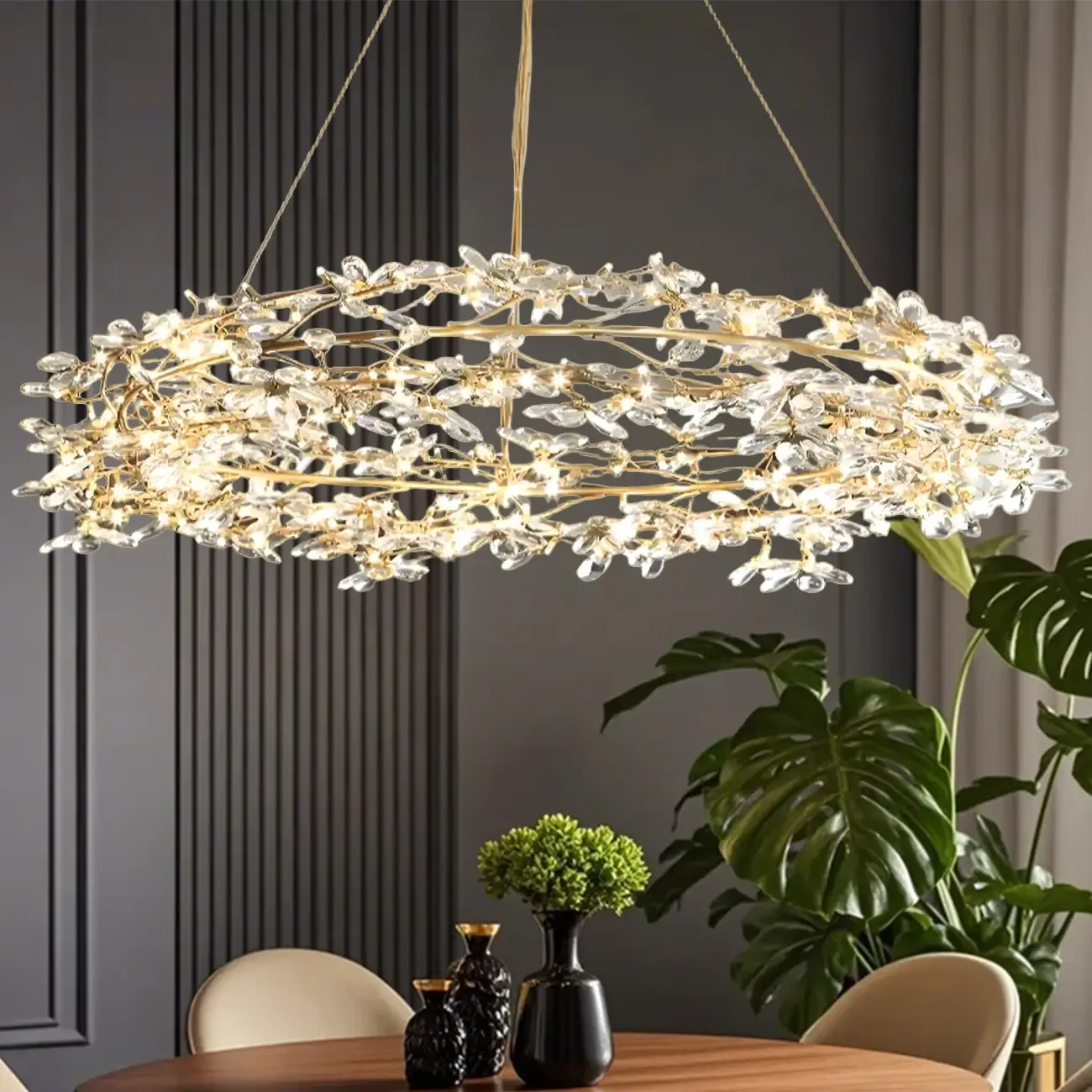 Modern Crystal Branch Chandelier with Adjustable Length Image - 3