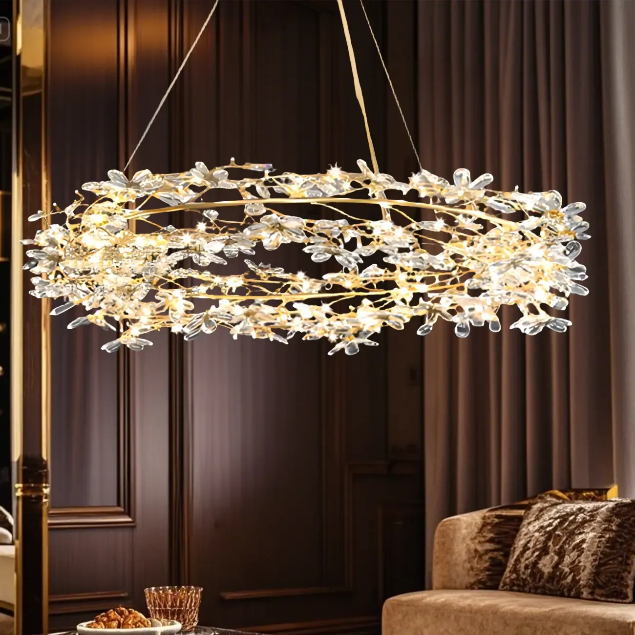 Modern Crystal Branch Chandelier with Adjustable Length Image - 4