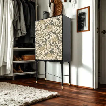 French Country Cabinet with Flower Finish for Living Room Image - 5