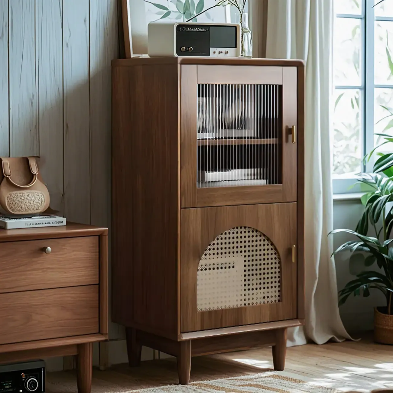 Modern Rectangle Solid Wood Accent Cabinet for Indoor Use Image - 2