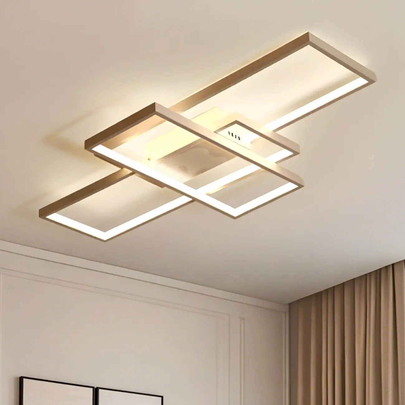 Black Square Metal Modern Semi Flush Ceiling Light Image - 8 | homeyfad
