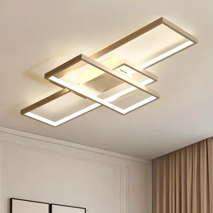 Black Square Metal Modern Semi Flush Ceiling Light Image - 8