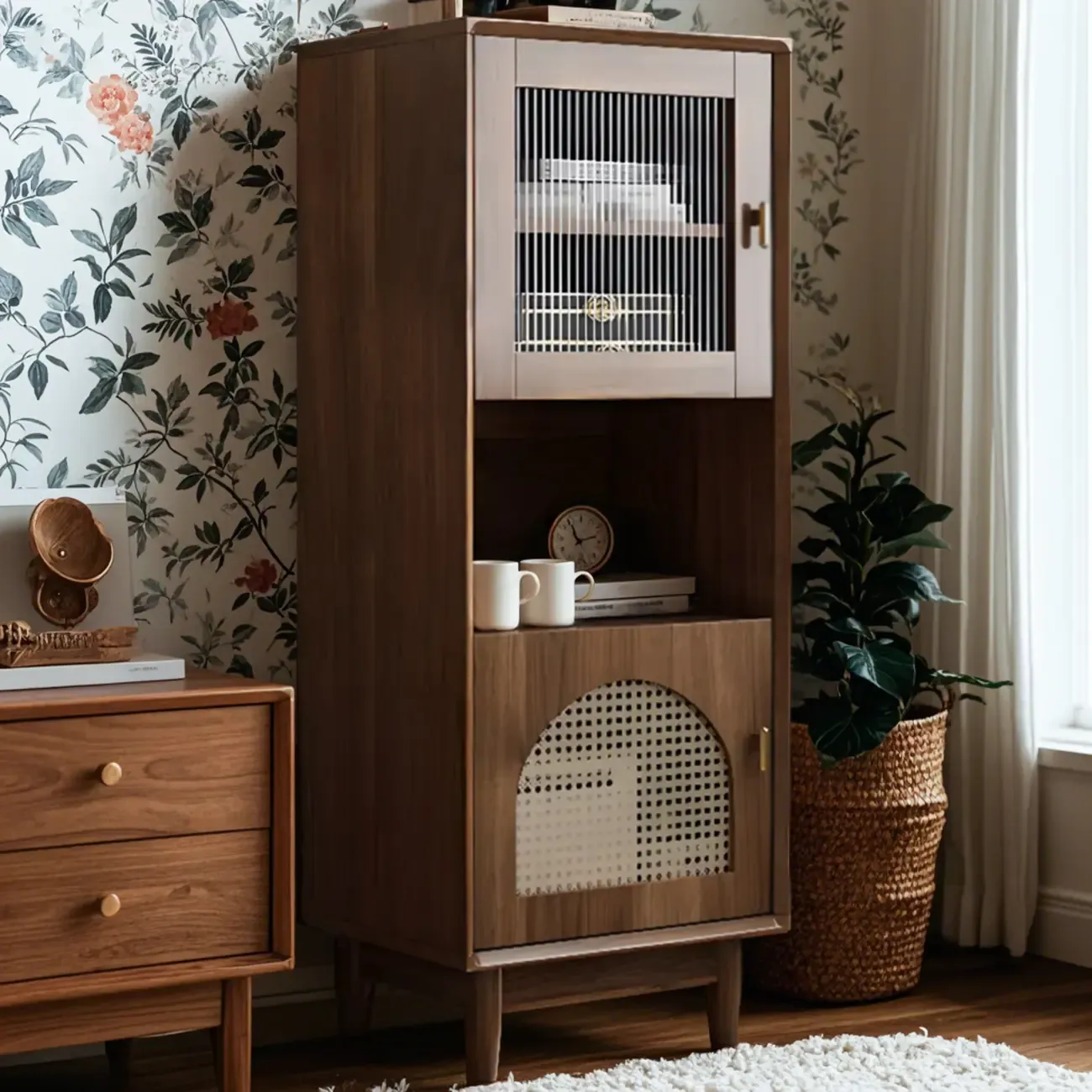 Modern Rectangle Solid Wood Accent Cabinet for Indoor Use Image - 1