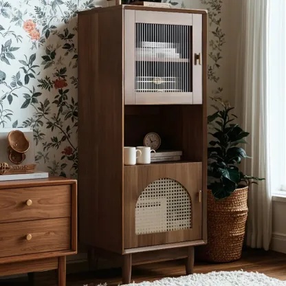 Modern Rectangle Solid Wood Accent Cabinet for Indoor Use Image - 1