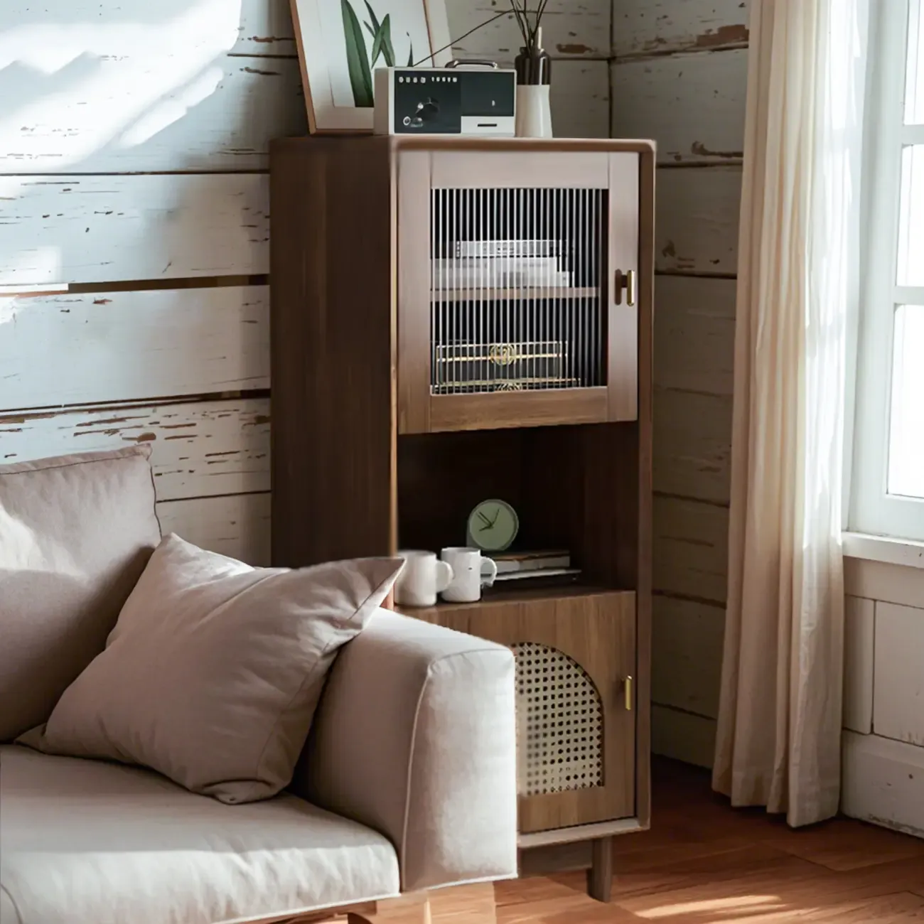 Modern Rectangle Solid Wood Accent Cabinet for Indoor Use Image - 3