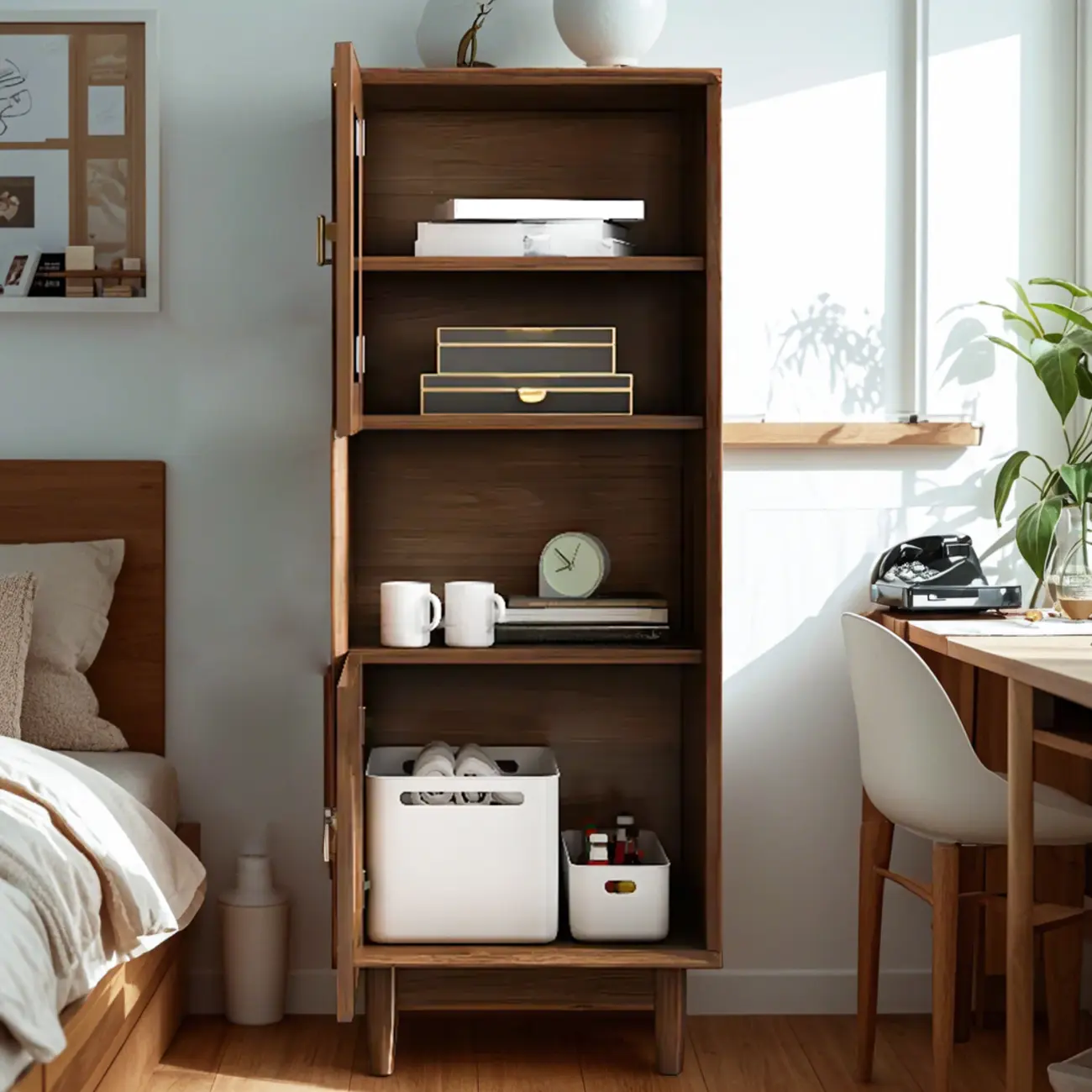 Modern Rectangle Solid Wood Accent Cabinet for Indoor Use Image - 4 | homeyfad