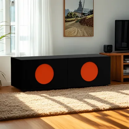 Minimalist Wood 4-Cabinet White TV Stand for Living Room Image - 4