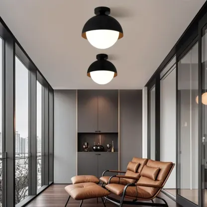 Minimalist Glass Dome Mini Semi Flush Ceiling Light Image - 3