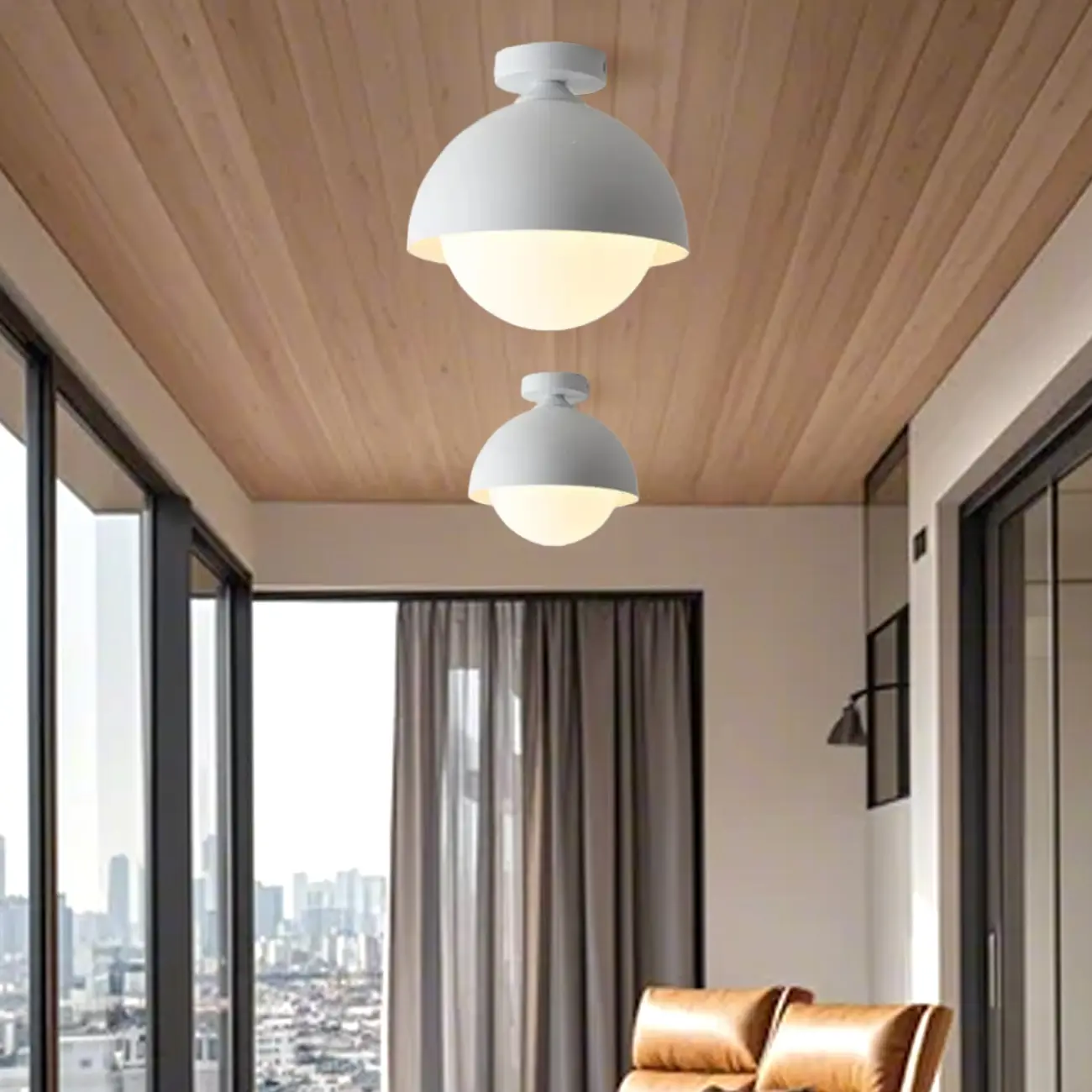Minimalist Glass Dome Mini Semi Flush Ceiling Light Image - 4 | homeyfad