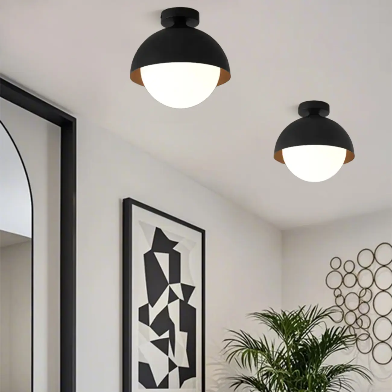 Minimalist Glass Dome Mini Semi Flush Ceiling Light Image - 2 | homeyfad