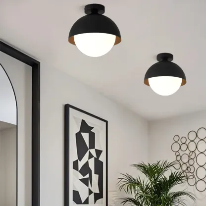 Minimalist Glass Dome Mini Semi Flush Ceiling Light Image - 2