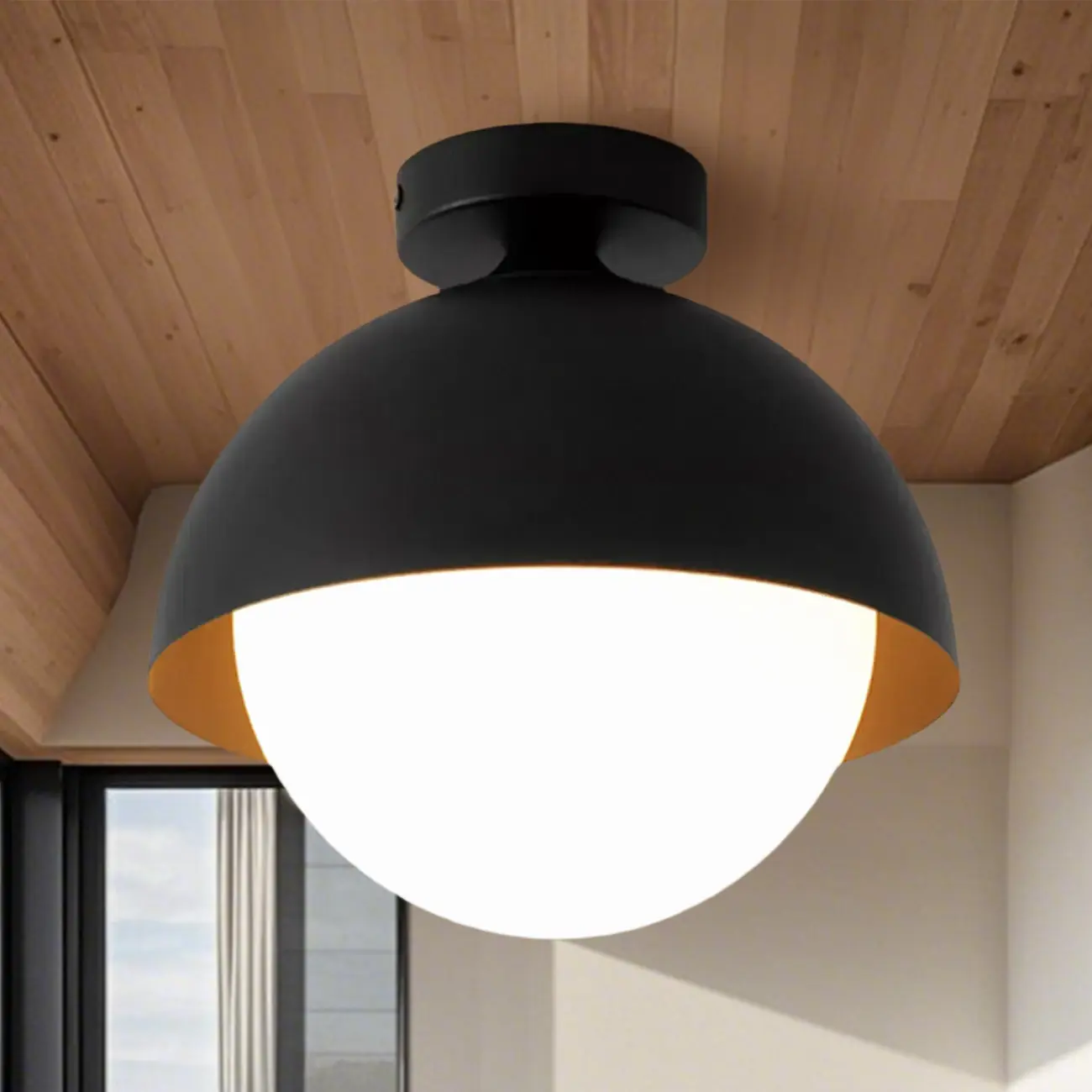 Minimalist Glass Dome Mini Semi Flush Ceiling Light Image - 5 | homeyfad