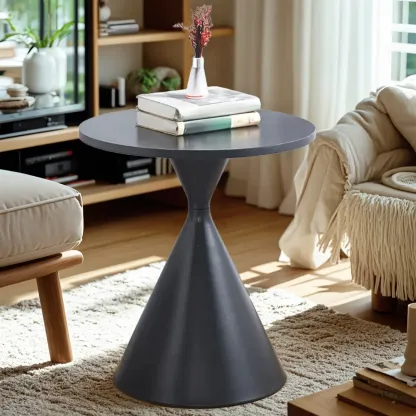 Modern Minimalist  Round Coffee Table Set with Wooden Top  Image - 20