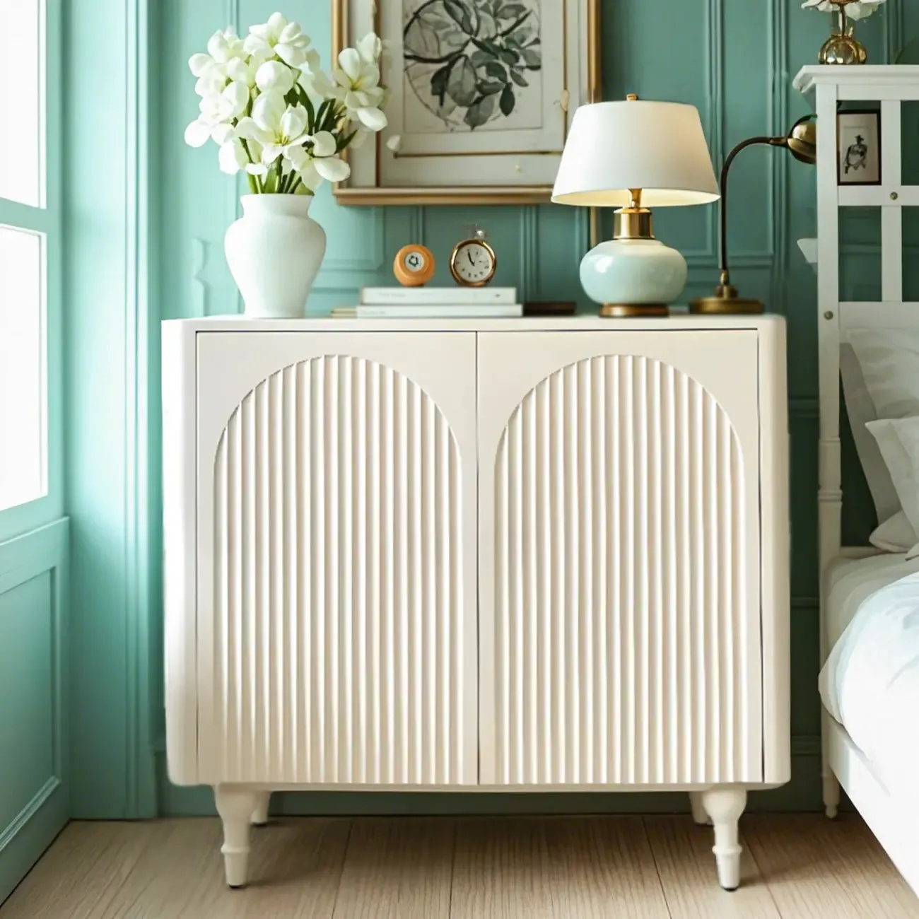 Scandinavian White Accent Cabinet for Versatile Room Storage | HomeyFad