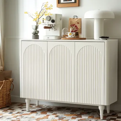 Scandinavian White Accent Cabinet for Versatile Room Storage Image - 3