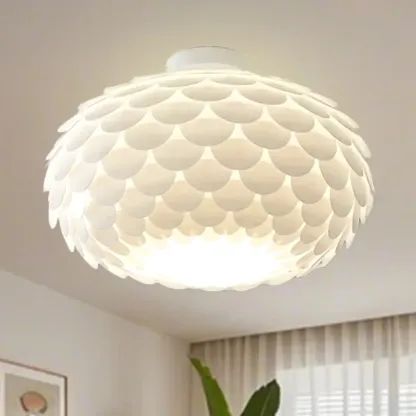 Scalloped White Acrylic Dome Semi Flush Ceiling Light Image - 14