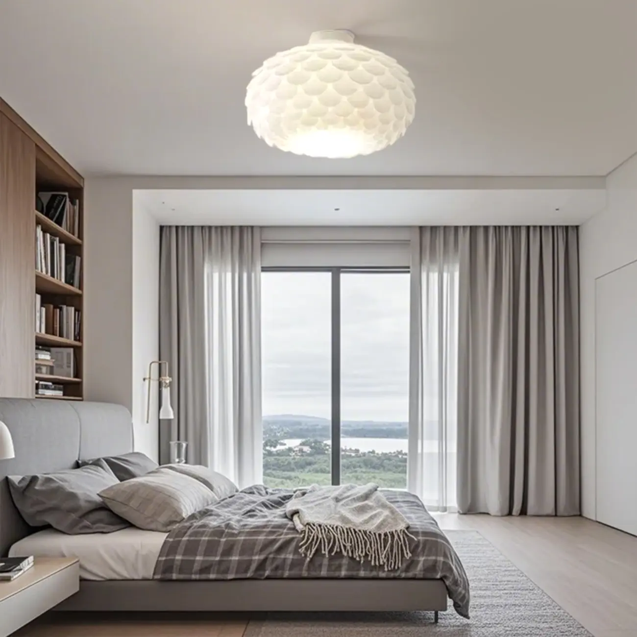 Scalloped White Acrylic Dome Semi Flush Ceiling Light Image - 6 | homeyfad