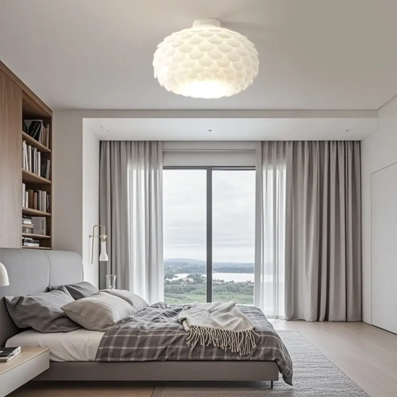 Scalloped White Acrylic Dome Semi Flush Ceiling Light Image - 6