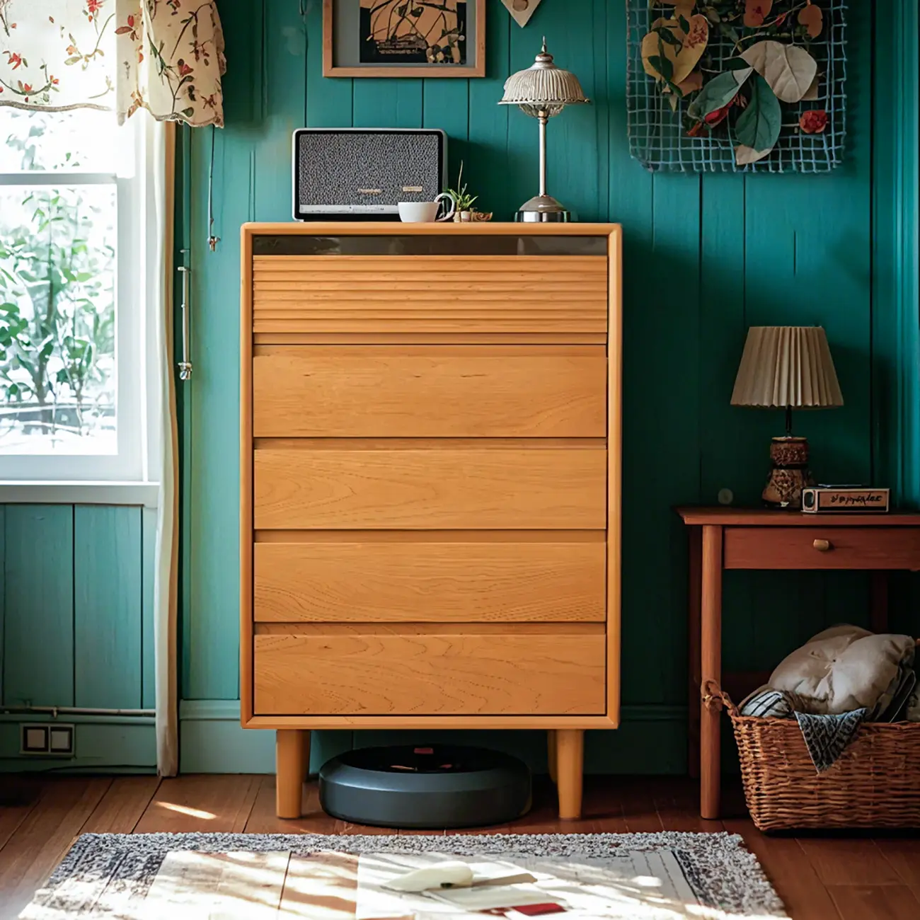 Scandinavian Accent Chest for Living Room with Natural Finish Image - 1 | homeyfad