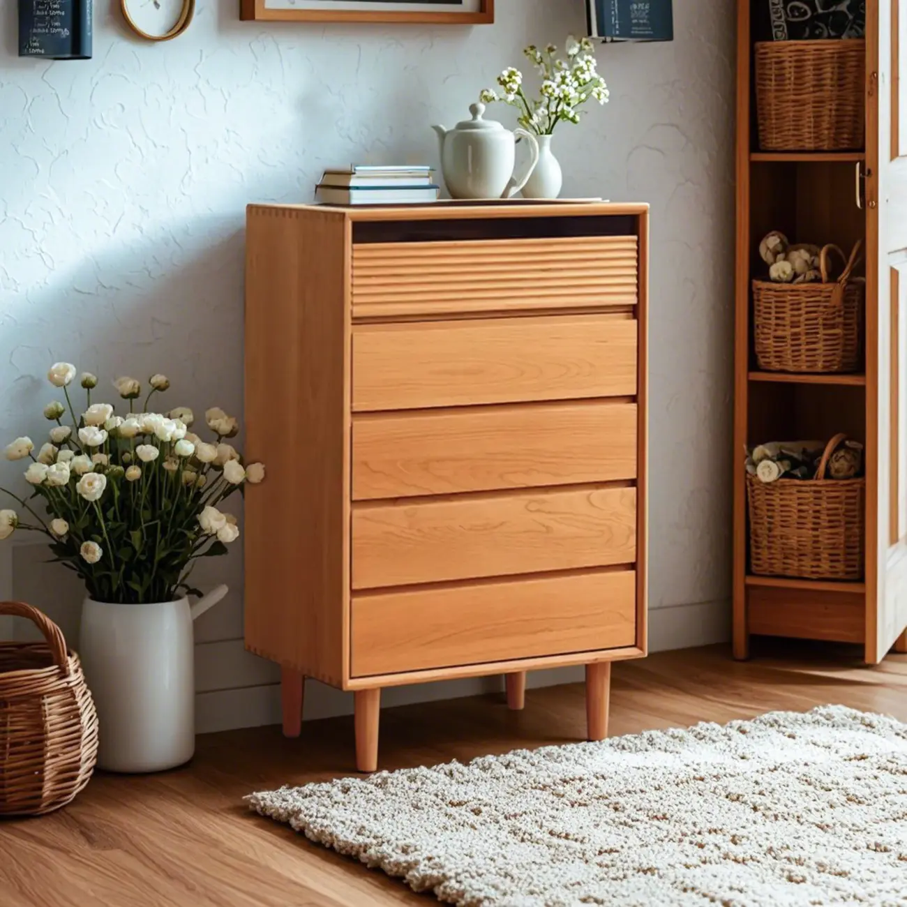 Scandinavian Accent Chest for Living Room with Natural Finish Image - 3 | homeyfad