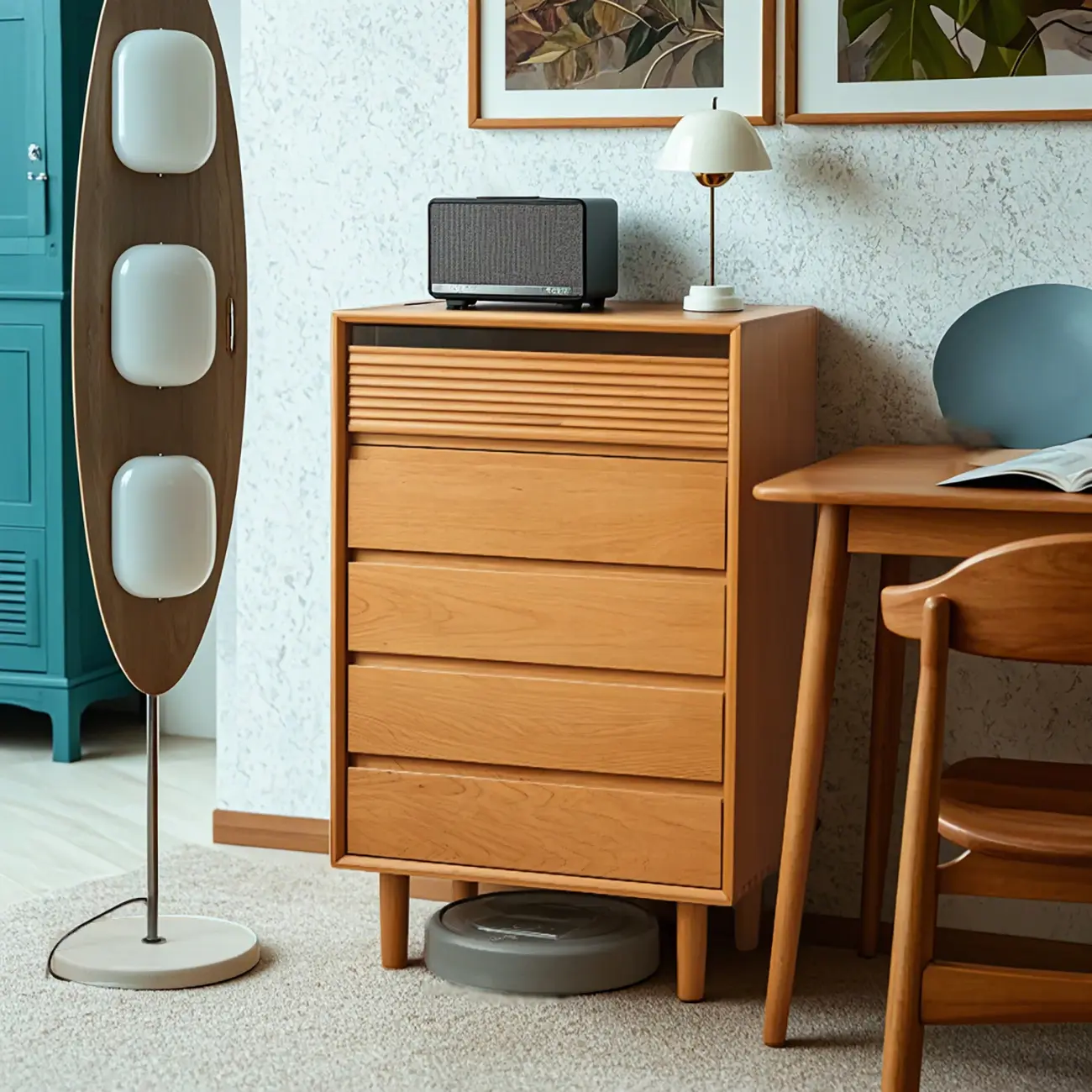 Scandinavian Accent Chest for Living Room with Natural Finish Image - 5 | homeyfad