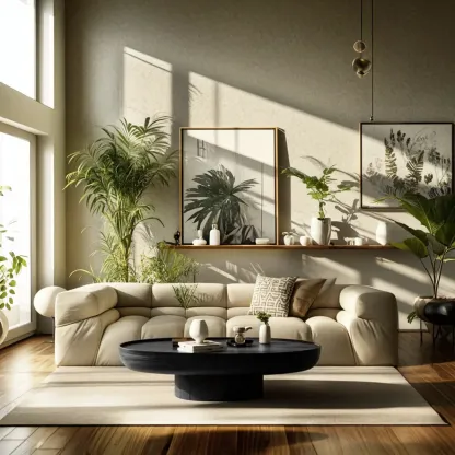 Modern Black Round Fiberglass Coffee Table with Tray Top Image - 2