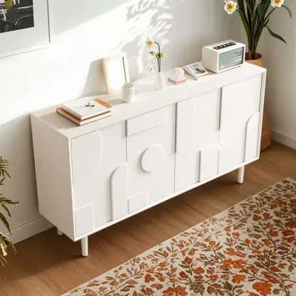 Minimalist wooden White Accent Cabinet with Straight Legs Image - 5