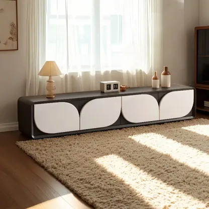 Traditional Wooden TV Stand with Storage and Cable Management Image - 6