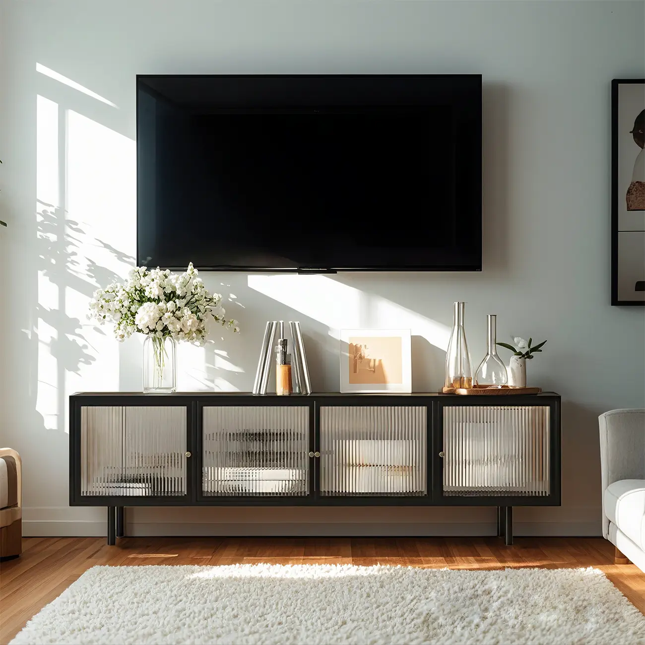 Industrial Metal TV Stand with Splayed Legs for Living Room Image - 1 | homeyfad