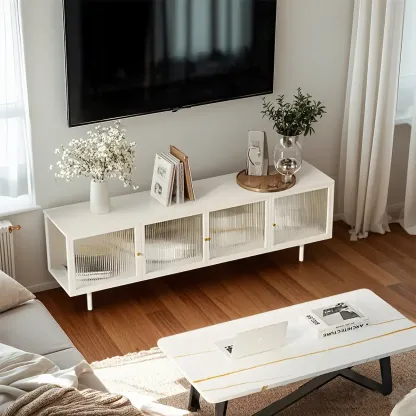 Industrial Metal TV Stand with Splayed Legs for Living Room Image - 3