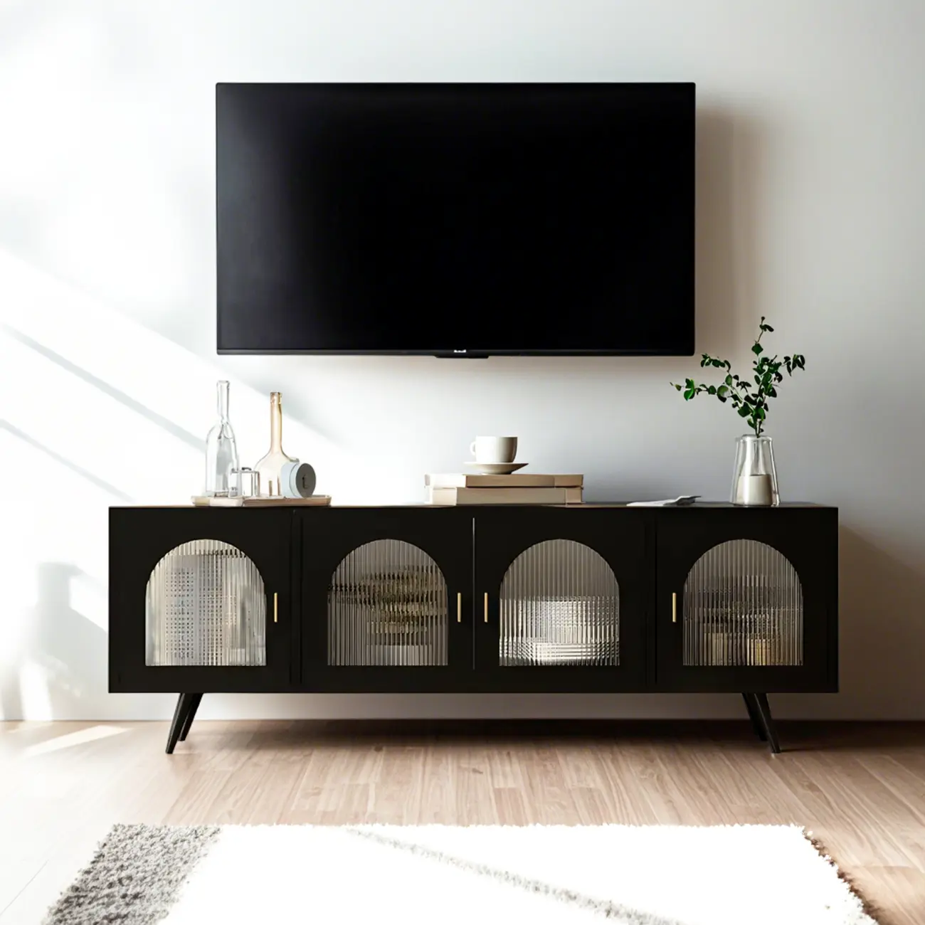 Industrial Metal TV Stand with Splayed Legs for Living Room Image - 4 | homeyfad